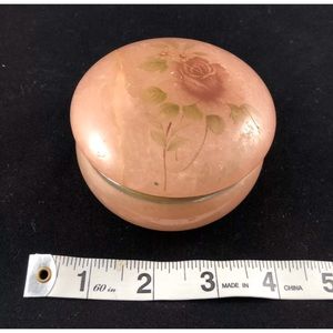 Rose Marble Hinged Trinket Jar Box Vanity Jewelry